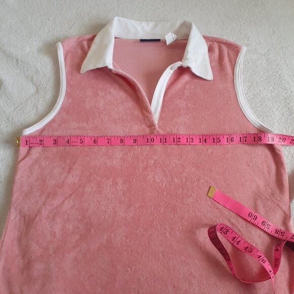 Sami Athletica Vintage Women's XL Coral Terry Cloth Tennis Core Sleeveless Top - Picture 9 of 10